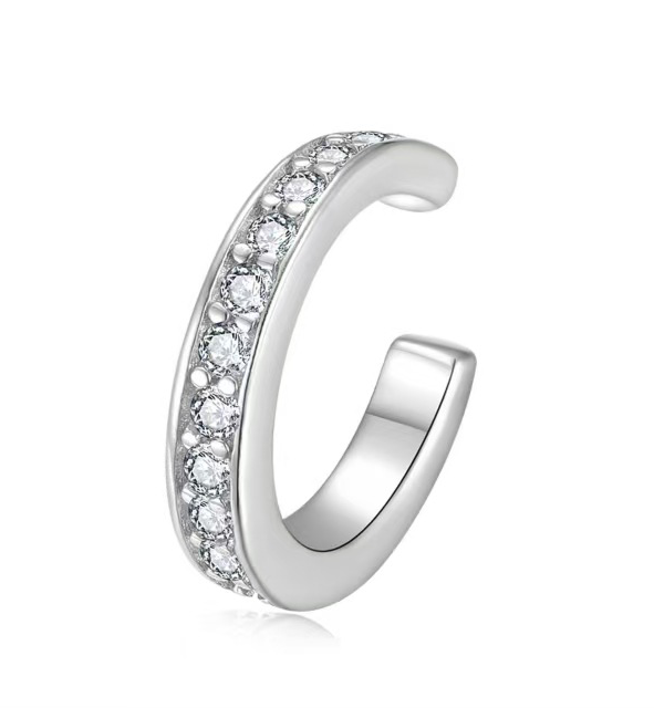 Silver plated 18K white gold ear bone clip set