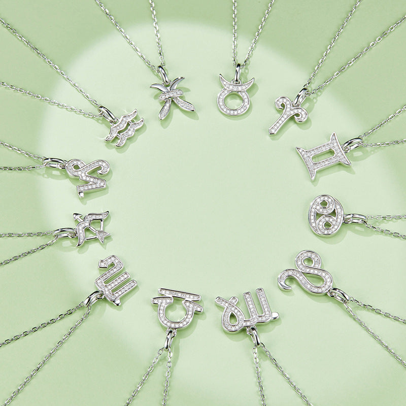 Twelve zodiac signs moissanite necklace
