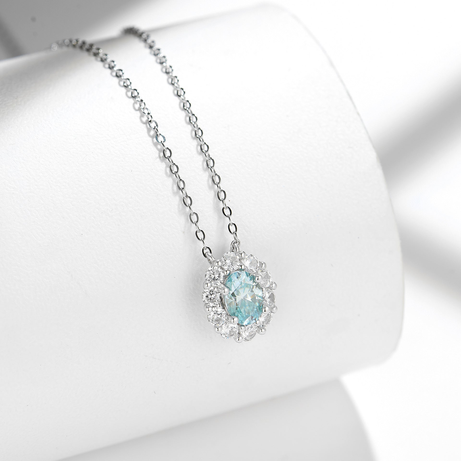 Paraiba Blue Aurora Moissanite Necklace