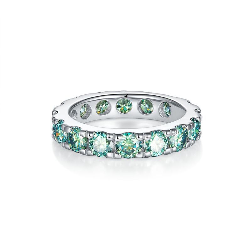 Blue green aesthetic all moissanite ring