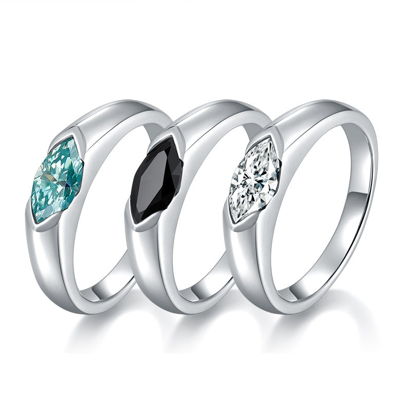 Tri color Aurora Moissanite Minimalist Ring