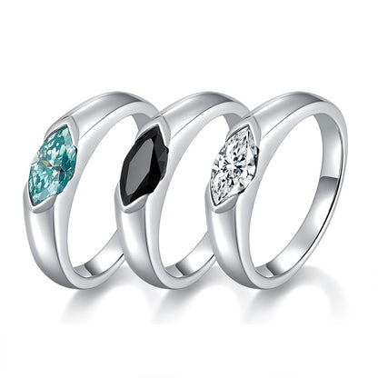 Tri color Aurora Moissanite Minimalist Ring