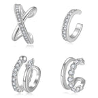 Silver plated 18K white gold ear bone clip set