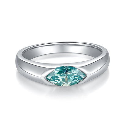 Tri color Aurora Moissanite Minimalist Ring