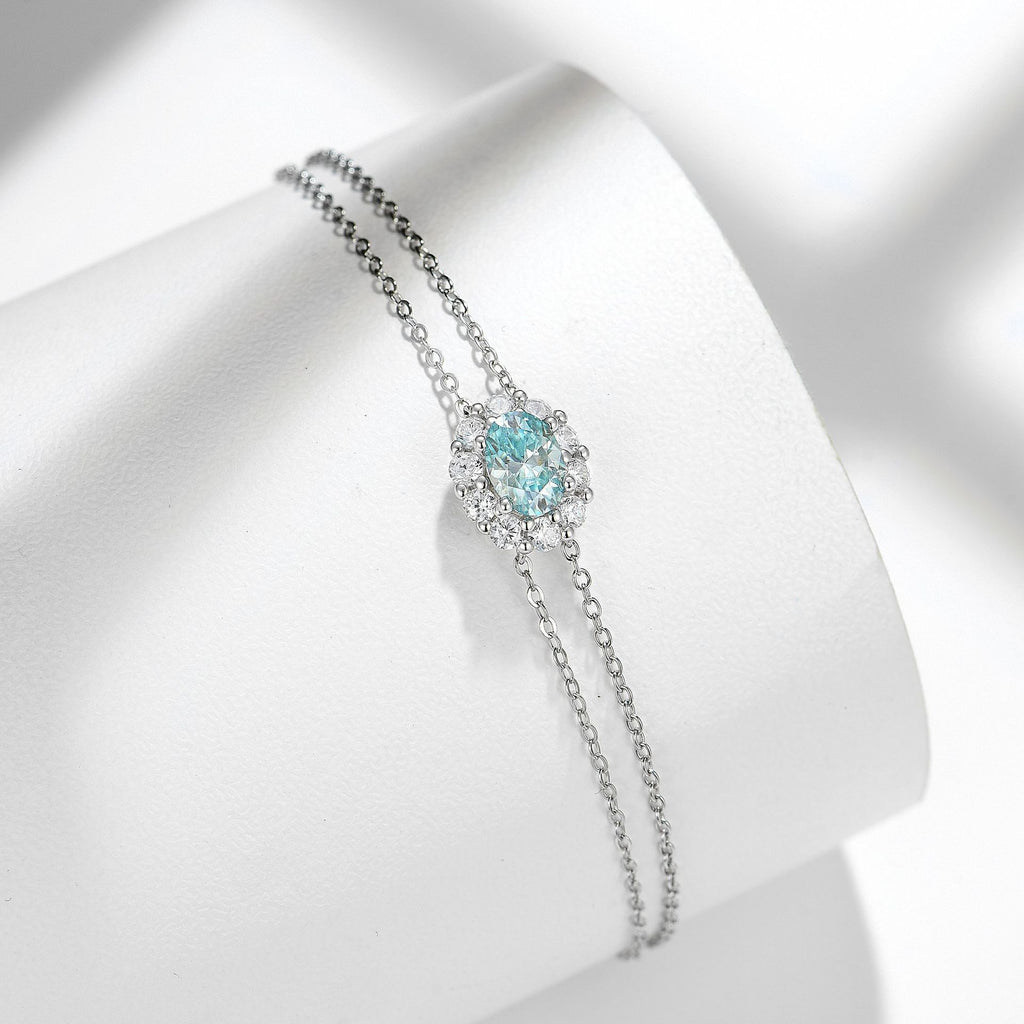 Paraiba Galaxy Double Chain Moissanite Bracelet