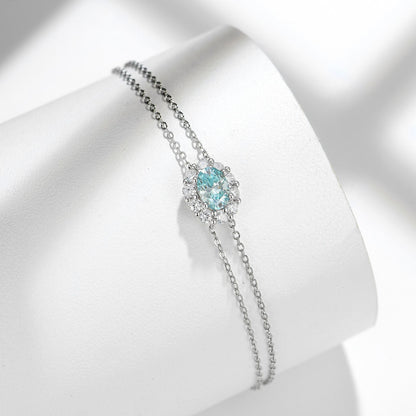 Paraiba Galaxy Double Chain Moissanite Bracelet