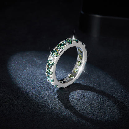 Blue green aesthetic all moissanite ring