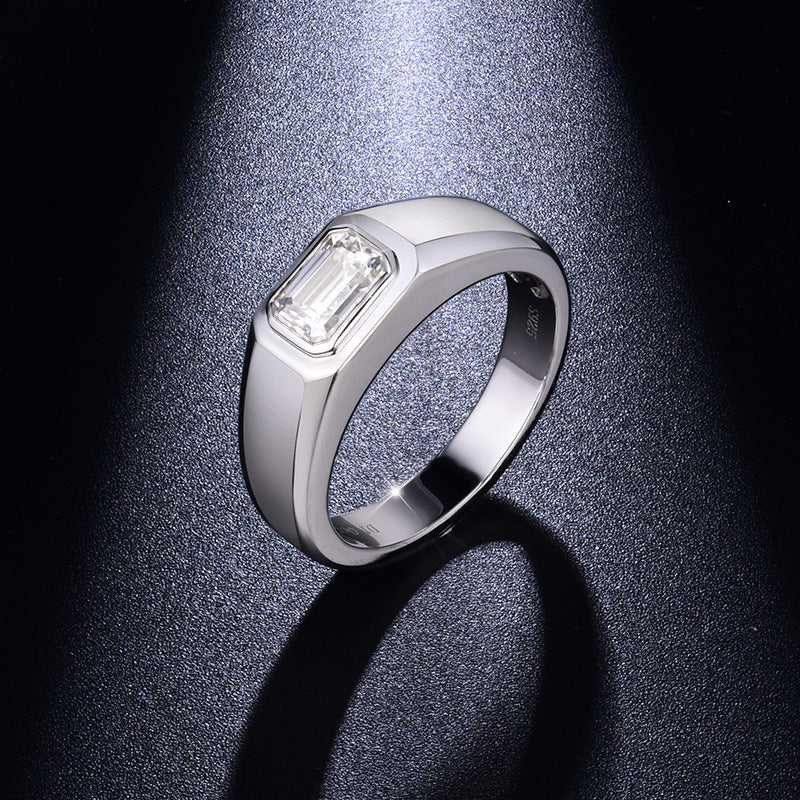 Emerald cut 5×7mm moissanite 1-carat men's engagement ring