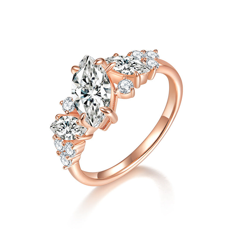 Kiss of the Milky Way · Moissanite Marquise Ring