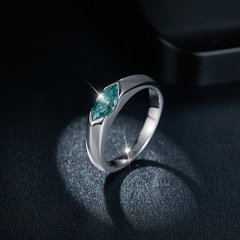 Tri color Aurora Moissanite Minimalist Ring