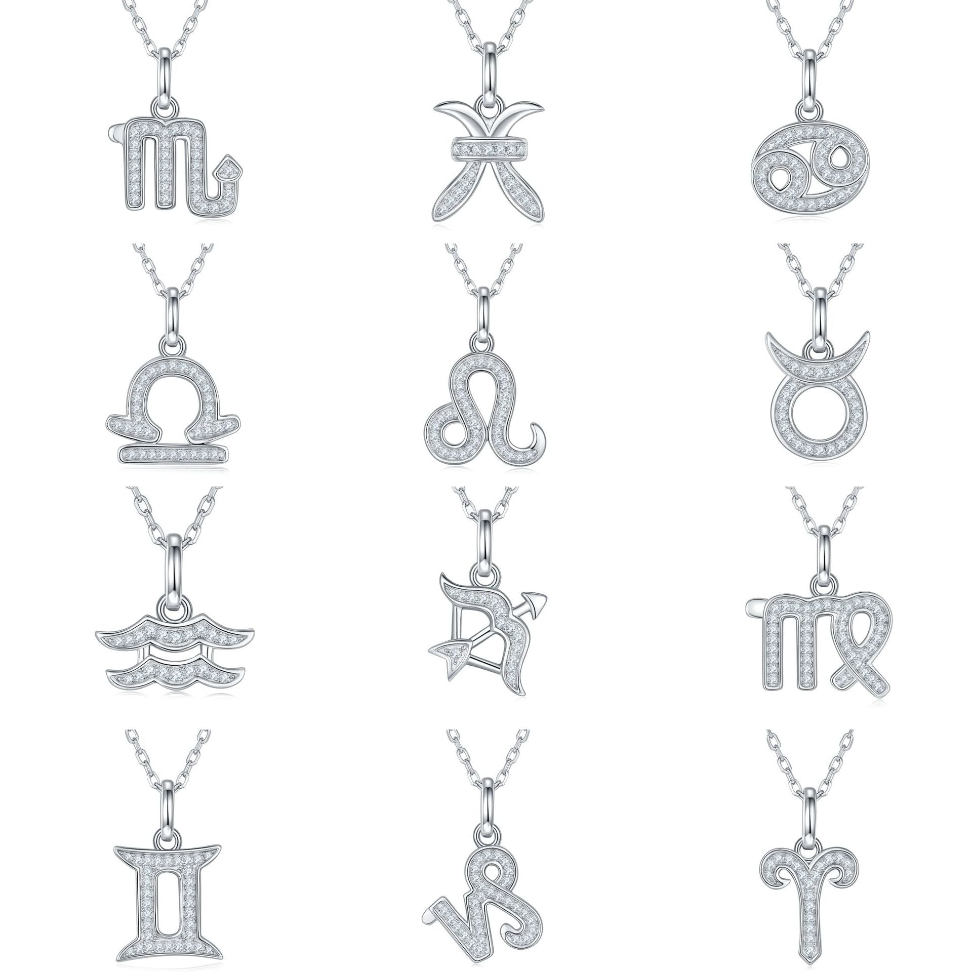 Twelve zodiac signs moissanite necklace