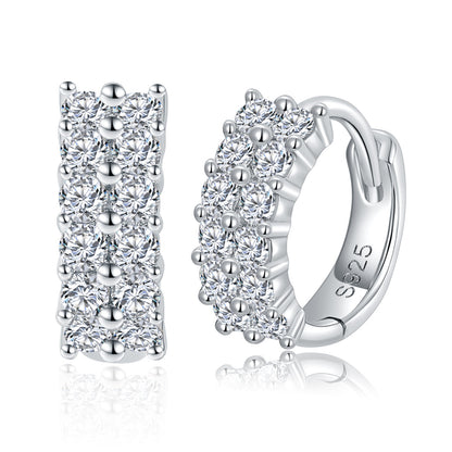 Double row full diamond D-color Mozambique earrings with over diamond pen silver plated 18k gold earrings