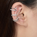 Silver plated 18K white gold ear bone clip set