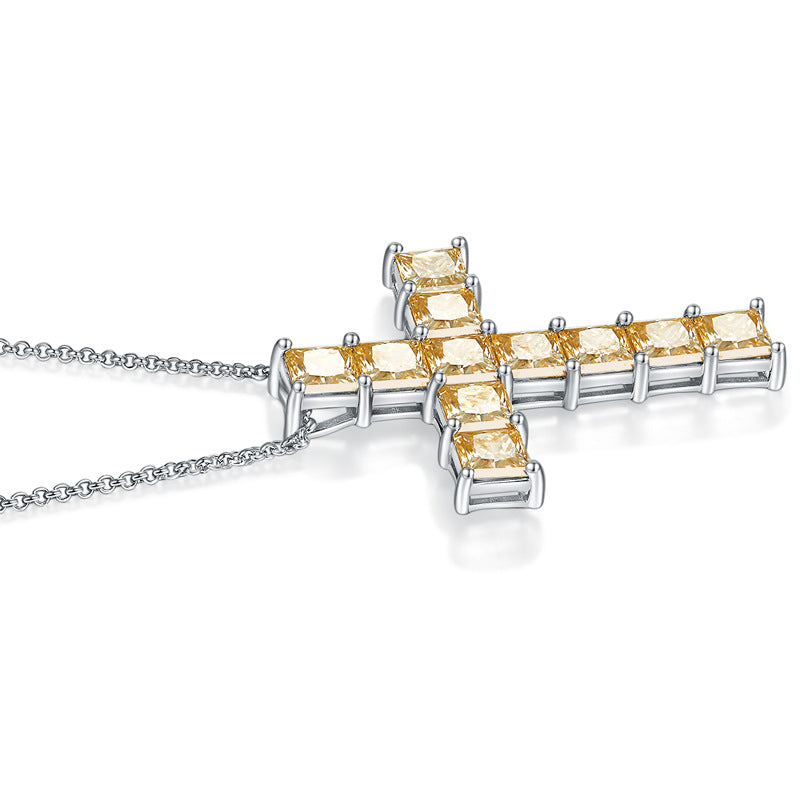 Hip hop rapper champagne gold 5.5mm square princess prince moissani diamond 925 silver necklace