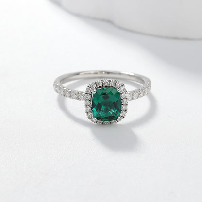 Royal Green Realm · 1.5 carat cultivated emerald Asscher shaped moissanite ring