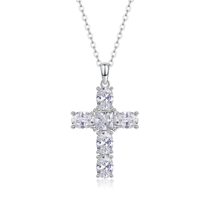 Cross s925 silver moissanite wedding pendant necklace