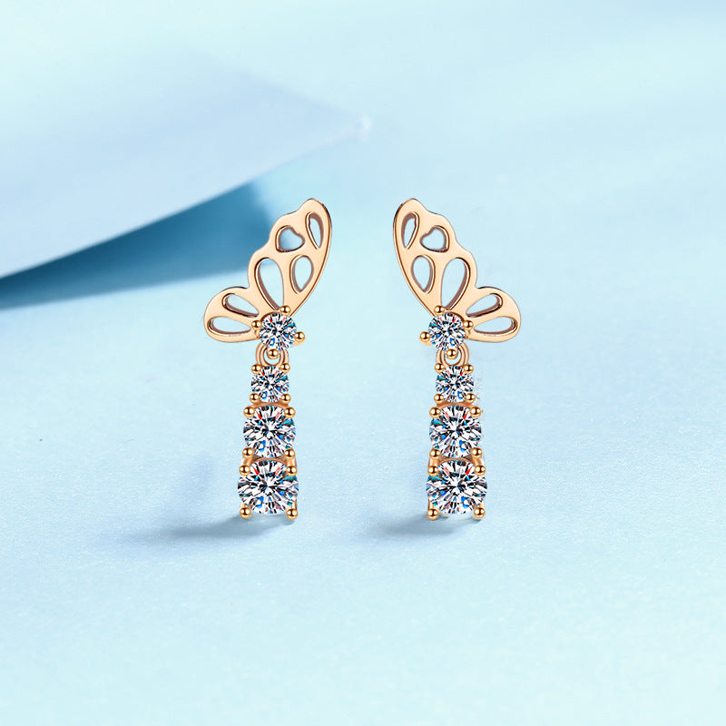 Butterfly Dance Moissanite Earrings - Elegant and Dynamic
