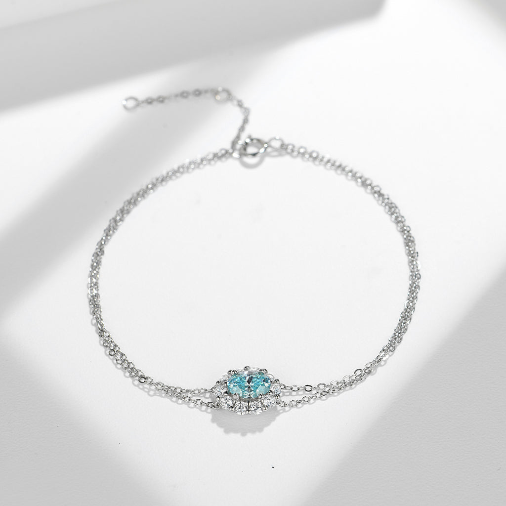 Paraiba Galaxy Double Chain Moissanite Bracelet