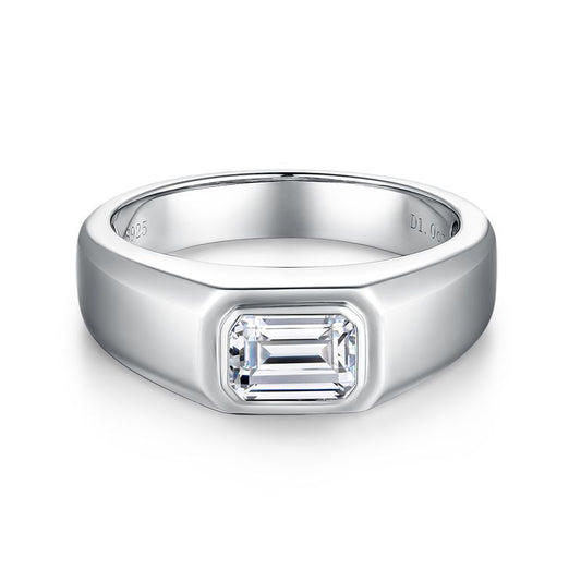 Emerald cut 5×7mm moissanite 1-carat men's engagement ring
