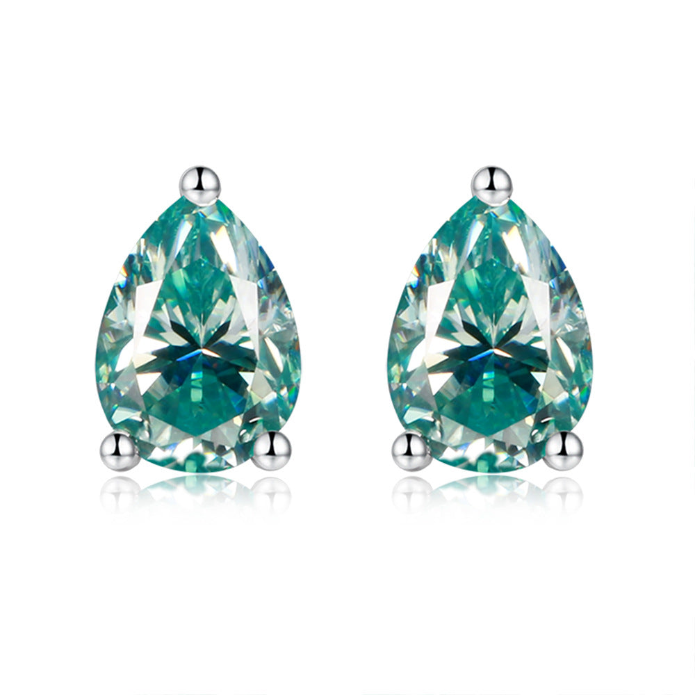 Multicolor Pear moissanite earrings