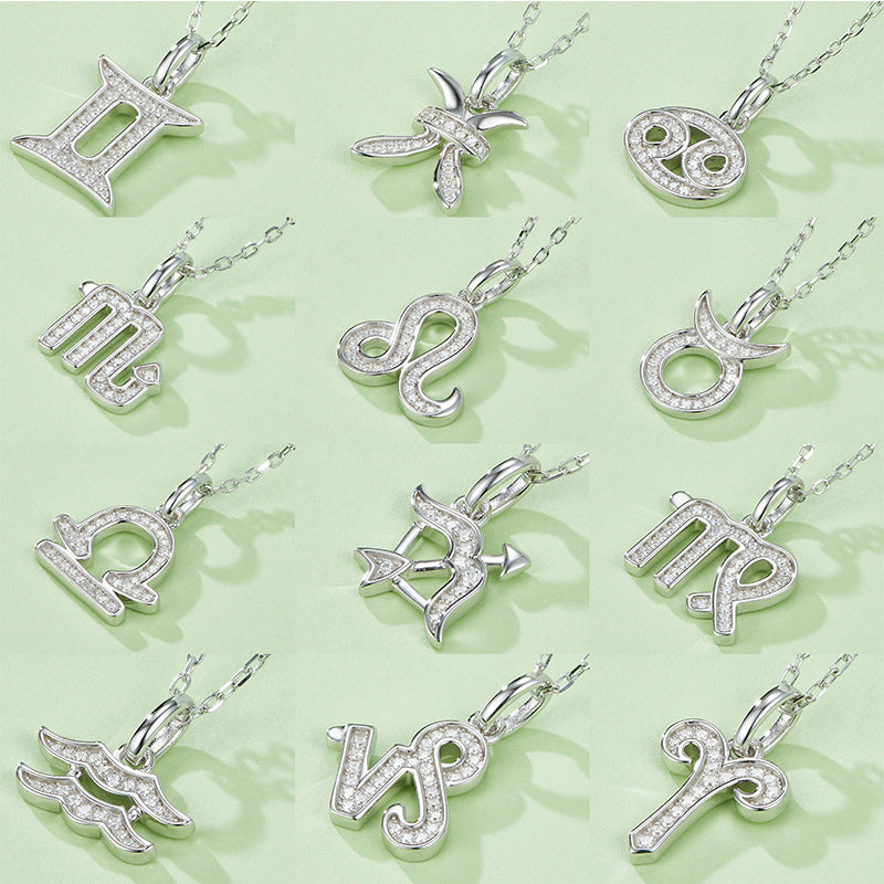 Twelve zodiac signs moissanite necklace