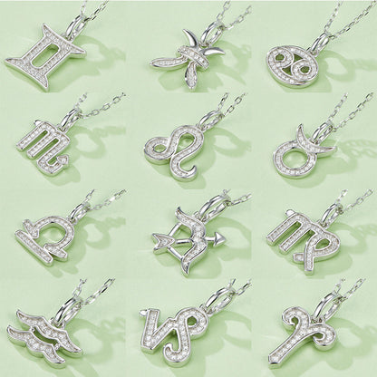 Twelve zodiac signs moissanite necklace
