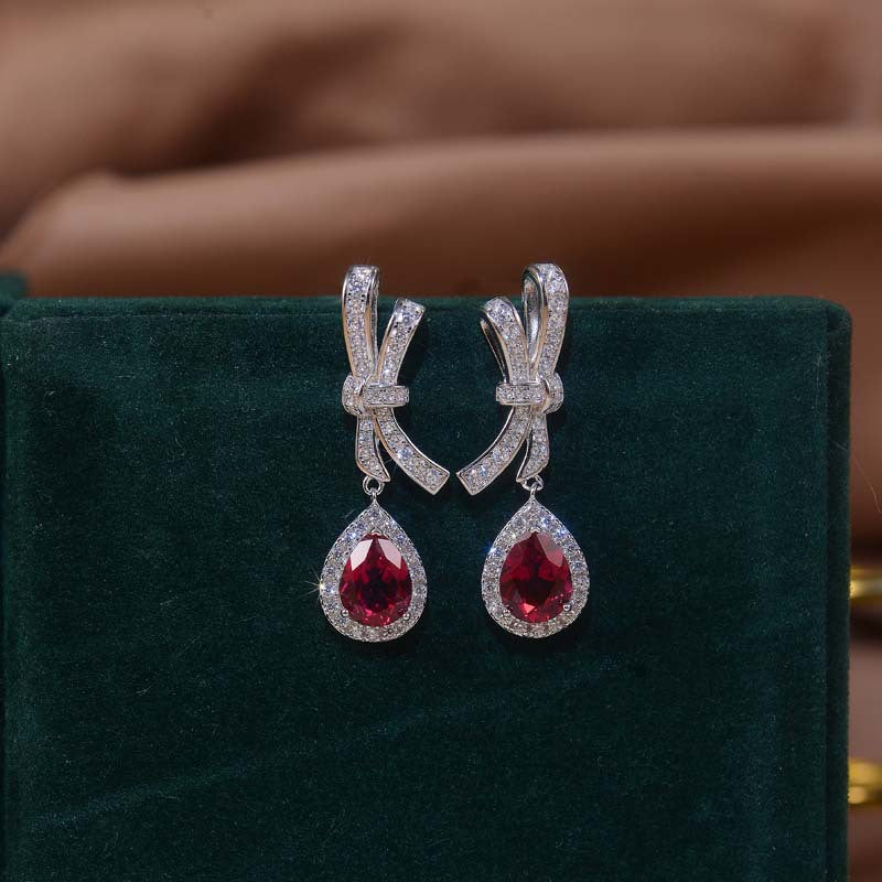 Romantic Butterfly Dream: Cultivating Pigeon Blood Red Earrings