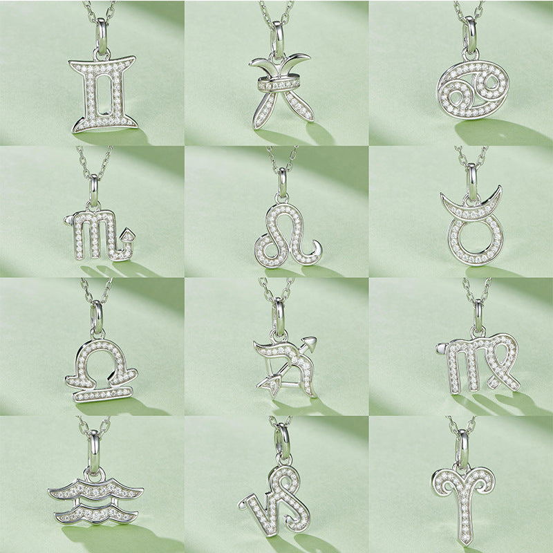 Twelve zodiac signs moissanite necklace