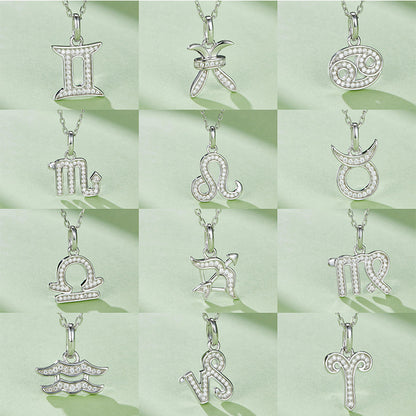 Twelve zodiac signs moissanite necklace