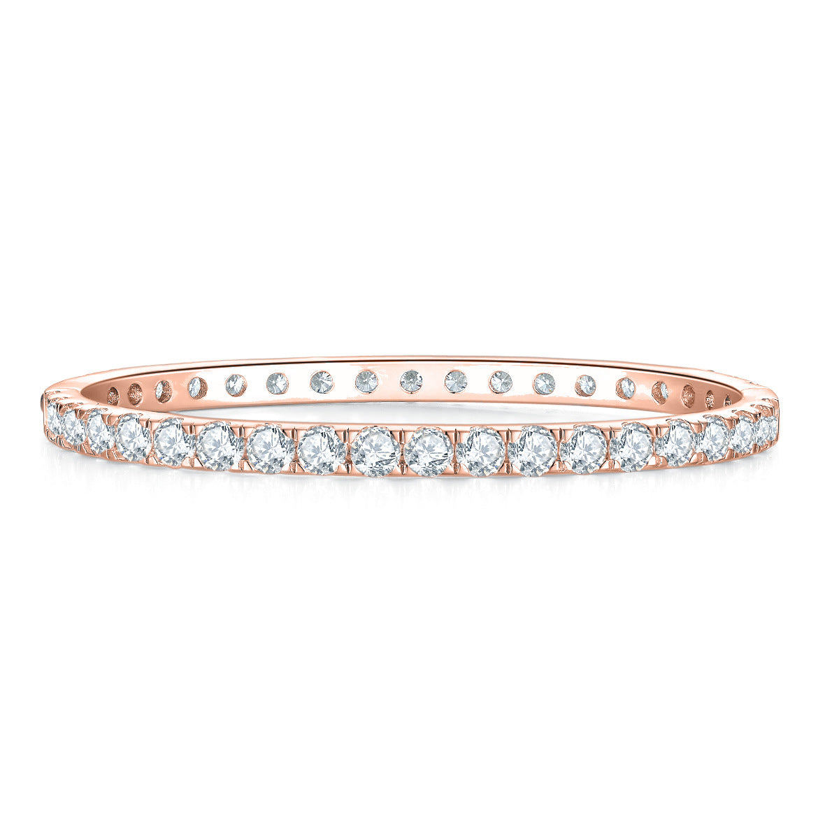 Full circle 4mm round D-color Mozambique diamond bracelet, unisex S925 silver gold-plated