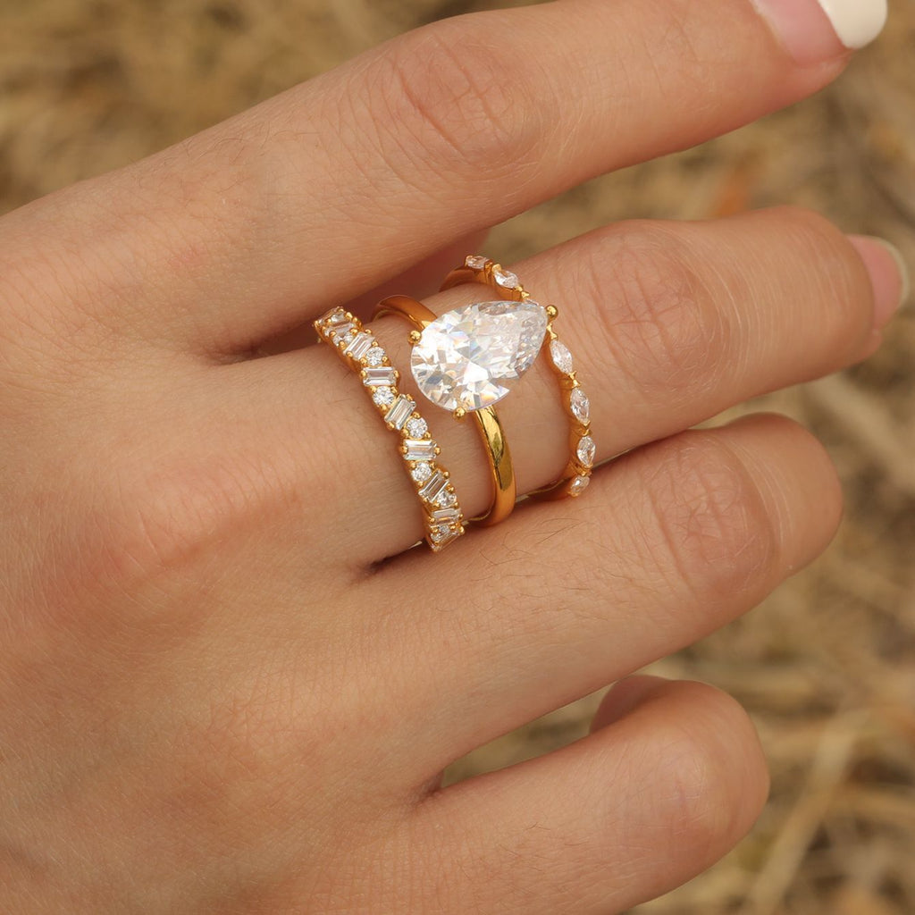 Star River Vortex Elliptical moissanite ring set