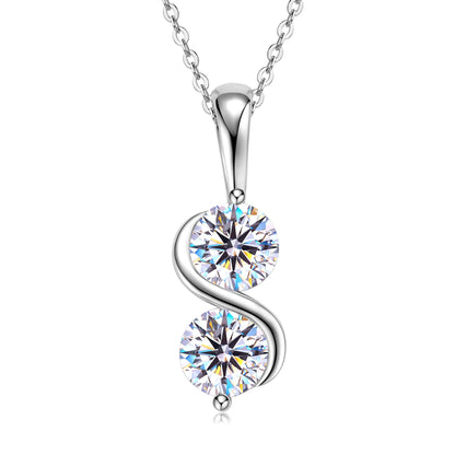1 carat Mozambican diamond necklace with unlimited symbol, simple and versatile 925 sterling silver pendant, light luxury cross-border foreign trade new model