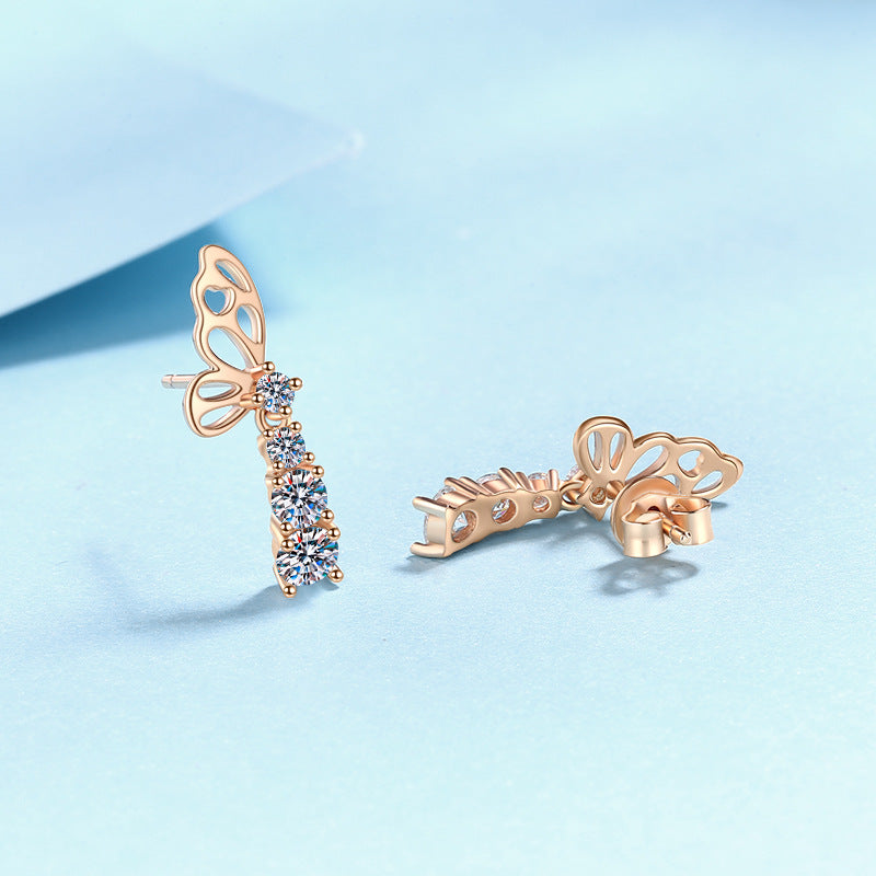 Butterfly Dance Moissanite Earrings - Elegant and Dynamic