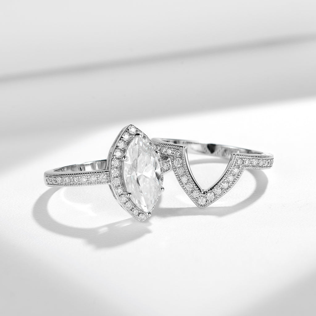 Full Moissanite Marquise Ring