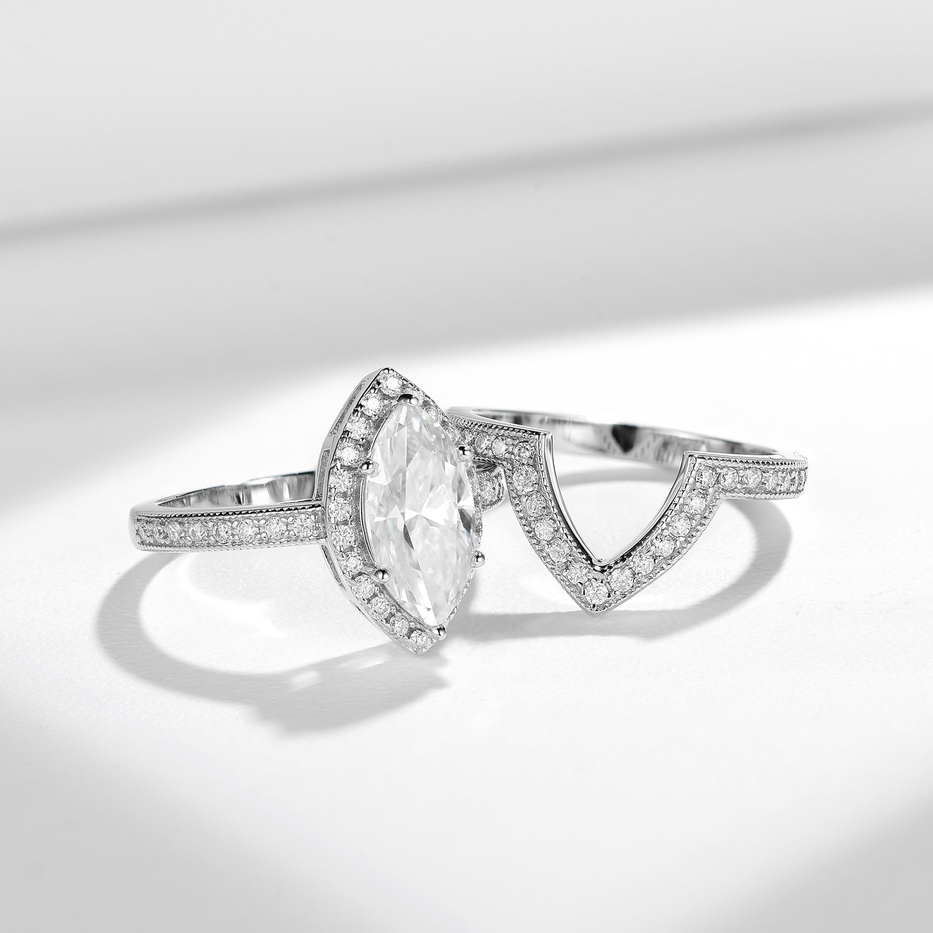 Full Moissanite Marquise Ring