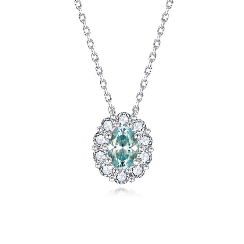 Paraiba Blue Aurora Moissanite Necklace