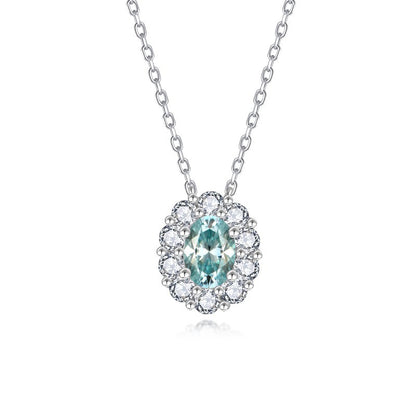 Paraiba Blue Aurora Moissanite Necklace