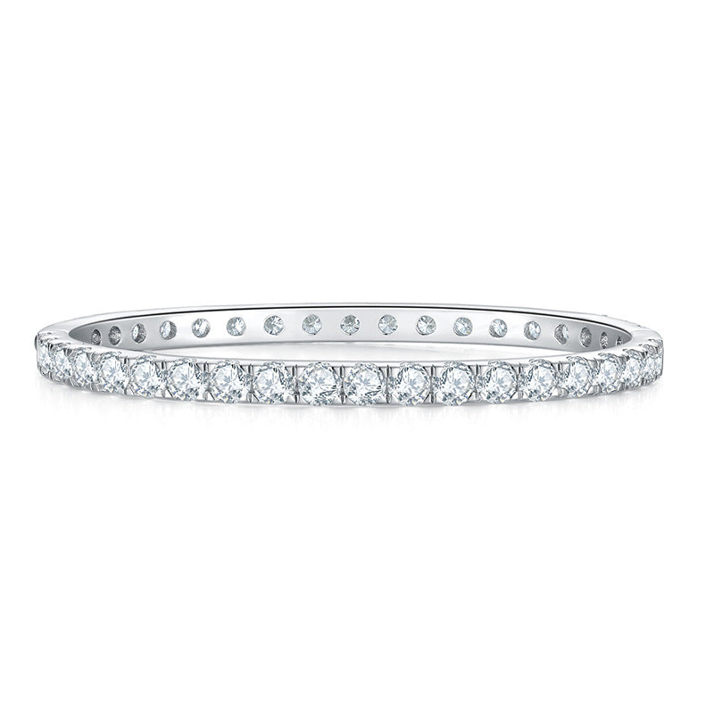 Full circle 4mm round D-color Mozambique diamond bracelet, unisex S925 silver gold-plated