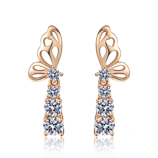 Butterfly Dance Moissanite Earrings - Elegant and Dynamic