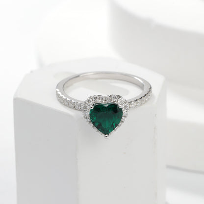 Beloved Secret Realm · 1.2 Carat cultivated emerald Heart Shaped Moissanite Ring