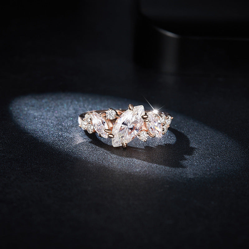 Kiss of the Milky Way · Moissanite Marquise Ring