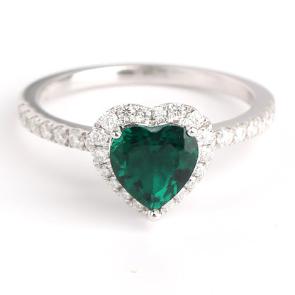 Beloved Secret Realm · 1.2 Carat cultivated emerald Heart Shaped Moissanite Ring