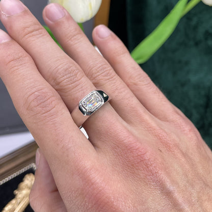 Emerald cut 5×7mm moissanite 1-carat men's engagement ring