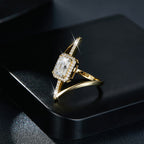 Gilded square moissanite ring - dazzling and dazzling