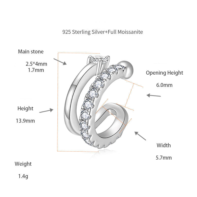 Silver plated 18K white gold ear bone clip set