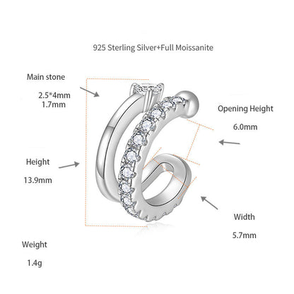 Silver plated 18K white gold ear bone clip set