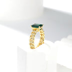 Royal Green Realm · 3 carat cultivated emerald Princess shaped moissanite ring