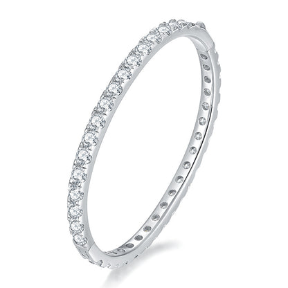 Full circle 4mm round D-color Mozambique diamond bracelet, unisex S925 silver gold-plated
