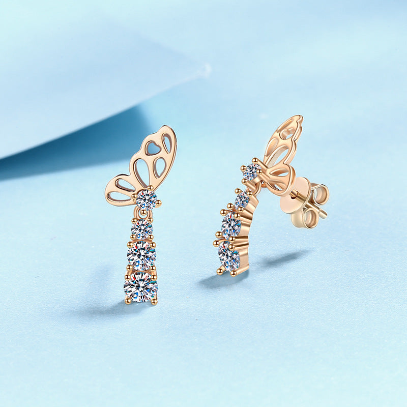 Butterfly Dance Moissanite Earrings - Elegant and Dynamic