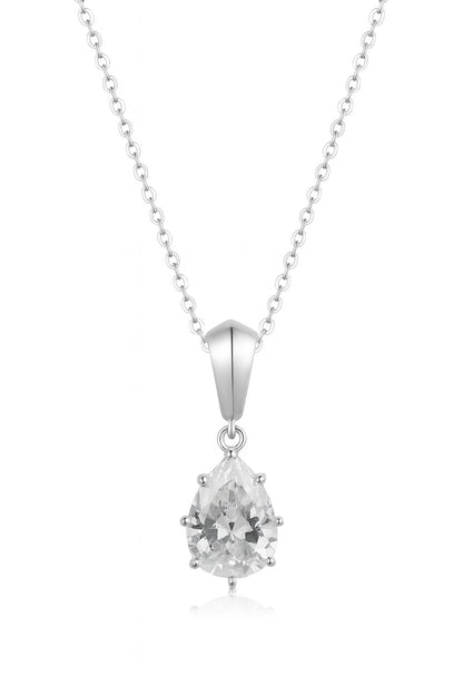 S925 silver pear shaped moissanite necklace
